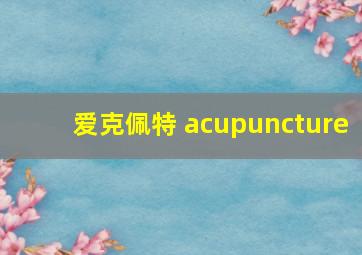 爱克佩特 acupuncture